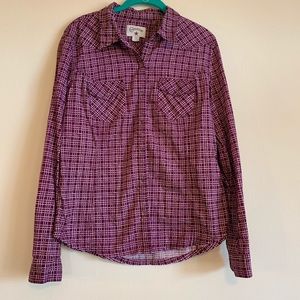 3/$30 Converse Purple & White Check Button Shirt
